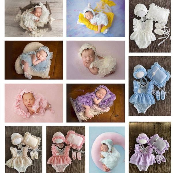 Caps & Hats Baby Clothes Hat Shoes Clothing Sets Girl Bodysuits For Borns Born Pography Props Posing Po Studio Accessories