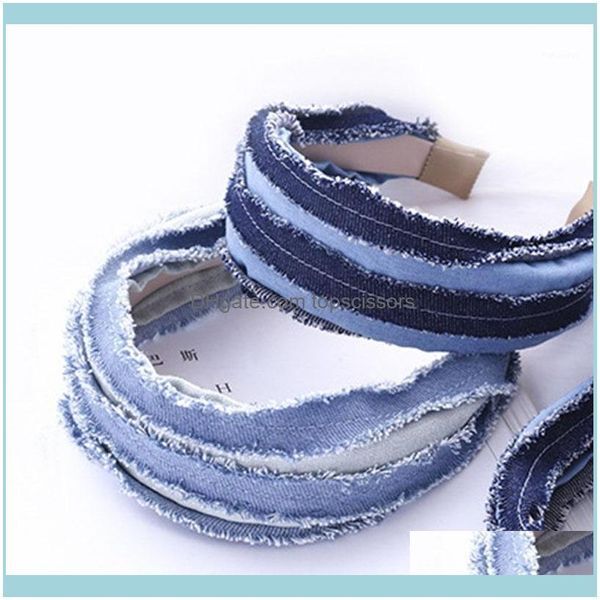 Aessories & Tools Productssummer Women Denim Jewelry Hairbands Fashion Vintage Wavy Fabric Wide Side Headband Ladies Sweet Hair Hoop Aessori