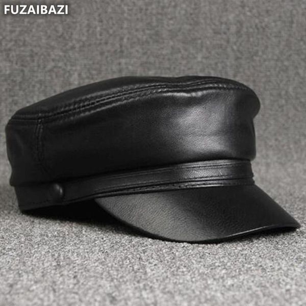 Fashion Trend Genuine Leather Hat Men&#039;s Women&#039;s Casual Snapback Cap Spring Fall All-Match Military Caps Wide Brim Hats