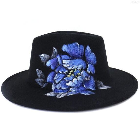 Wide Brim Hats Fedora Hat For Women Simple Top Panama Solid Felt Fedoras Spray Painting Diverse Styles Oliv22