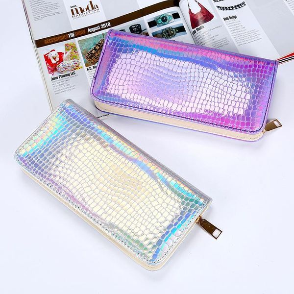 Wallets Women Wallet With Hologram Female Clutch Purse Long Holographic Purses Phone Pocket Card Holder CarterasWallets