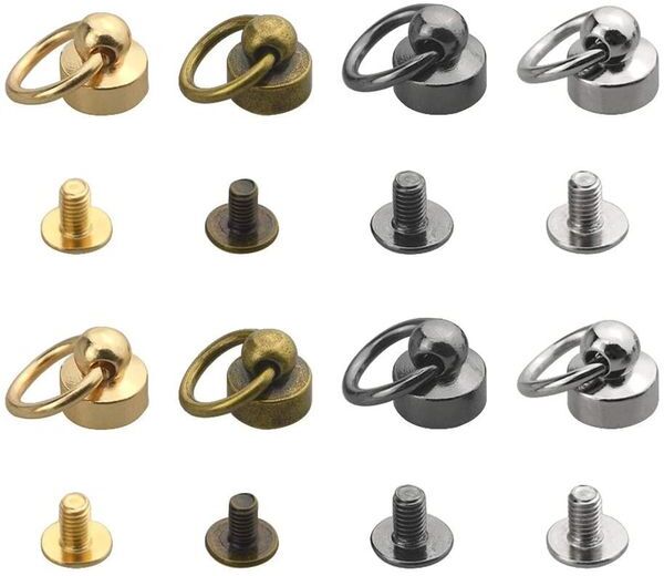 20set Round Head Rivet Studs with Pull Ring Buckle Assortment Kit for Diy Purse Wallet Phone Case Handbag Rivet Studs Keychain