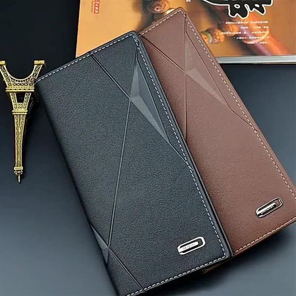 Wallets Men&#039;S Wallet Long Thin Youth Soft 3 Fold Multi-Card Slot Large-Capacity Embossed Fashion232g