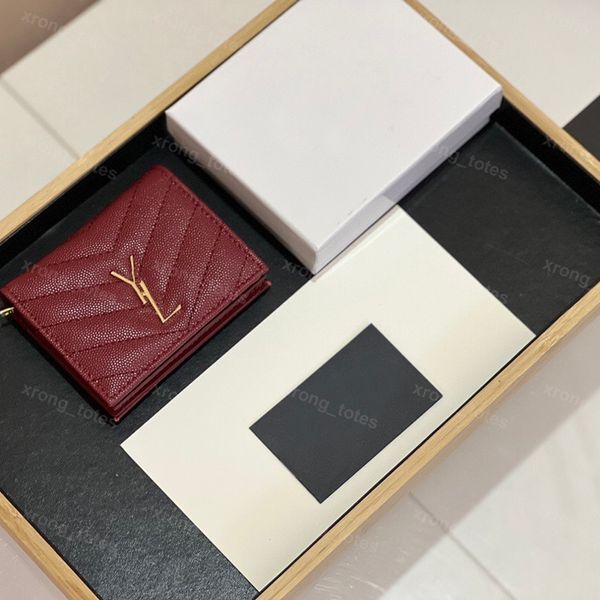 Small Designer Wallet Men Cardholder Women Genuine Leather Wallets Y Fashion Letter Purses Short Card Holder Coin Pocket Clutch Bag With Box