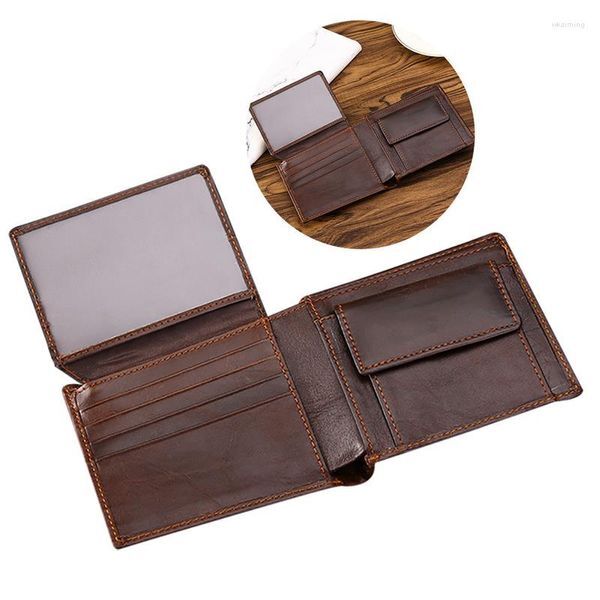 Wallets Vintage Leather Short Wallet For Male Men Retro Bifold With Card Holder Coin Purse Pouch