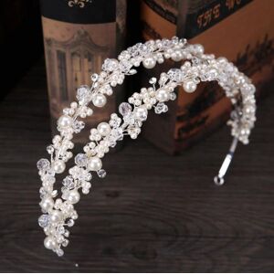 double row hair hoop white hand made pearl drill headwear hair band bridal crown 215x