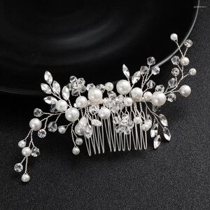 Headpieces Efily Pearl Hair Comb Handmade Beaded Crystal Headpiece Bridal Wedding Accessories Headdresses For GirlFriend