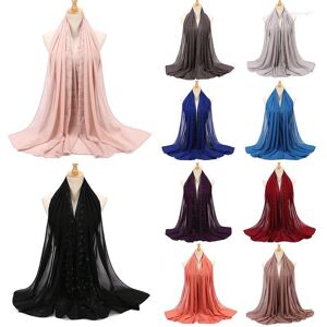 Ethnic Clothing Women Pearl Chiffon Long Scarf Glitter Rhinestone Muslim Shawls Wrap Malaysia Headscarf Small Tree Leaves Hijab