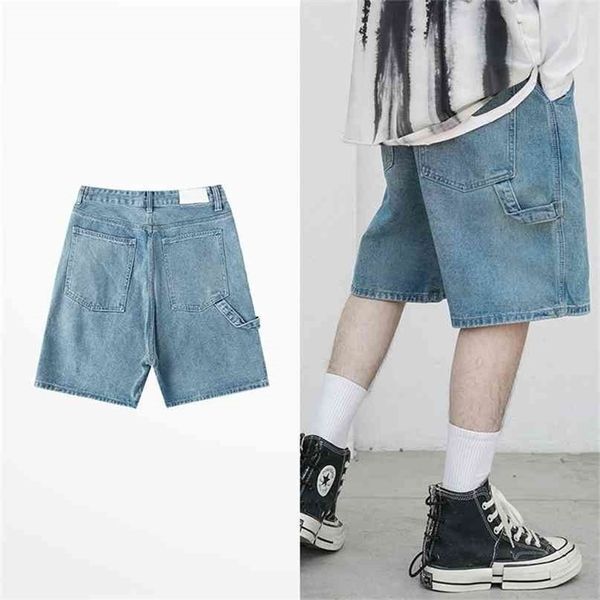 Summer INS Five Point Sport Sanding Jean Shorts Men Brand Short Pants Hip Hop High Street Oversize Wash Retro Men&#039;s 210713