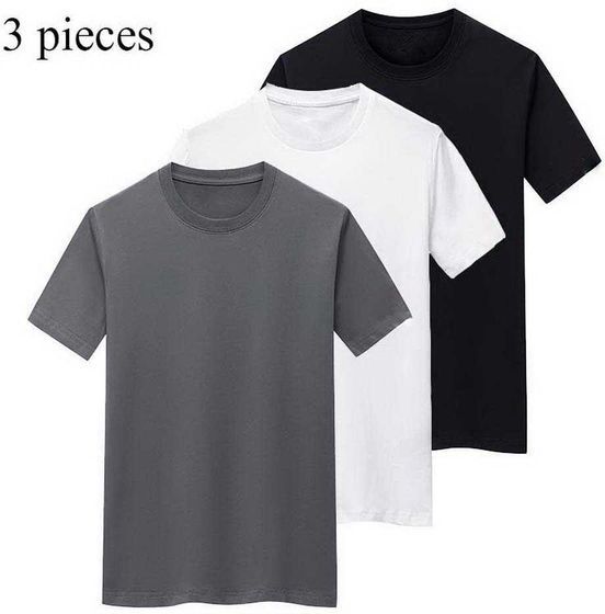 100% Cotton Men T-Shirt 3 Pcs/Lot High Quality Fashion Solid Color Casual Short Sleeve T-shirt Summer Tee Shirt Clothing TX147 210707