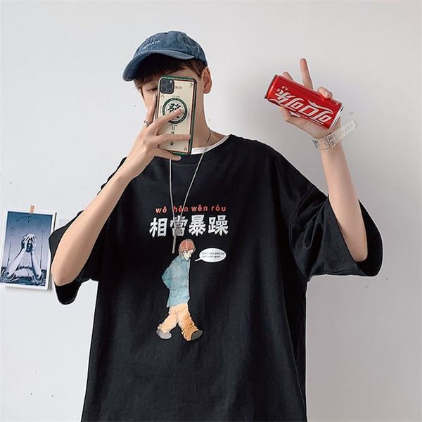 Privathinker Men&#039;s Short Sleeve Casual T-shirt Fashion Printed Girl Tops Oversize Korean Streetwear Male Clothing 210506