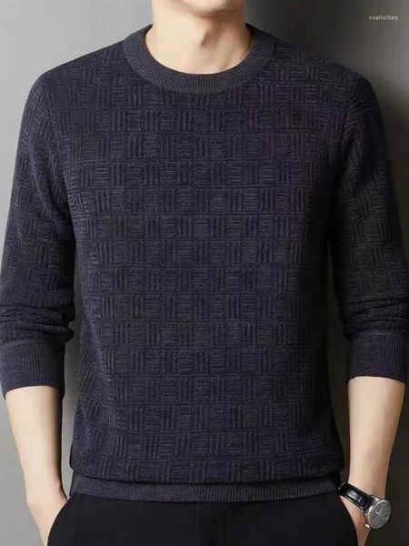 Men&#039;s Sweaters Man Clothes Business Solid Color Pullovers Knitted For Men Round Collar Plain Black Crewneck Thick Winter A Sweat-shirt