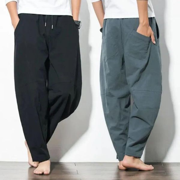Dress Chinese Style Harem Pants Men Streetwear Casual Joggers Mens Pants Cotton Linen Sweatpants Anklelength Men Trousers S3XL