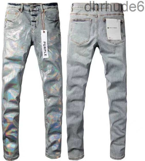 Fashion Mens Tear Foreign Trade Light Blue Jeans Stitching Men Design Motorcycle Riding Cool Slim Pants Purple for Women Rock Revival Letter Pant KHZJ