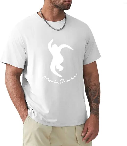 Men&#039;s Polos Moving Shadow Cursive Logo T-Shirt Boys White T Shirts Vintage Clothes Anime Mens Cotton