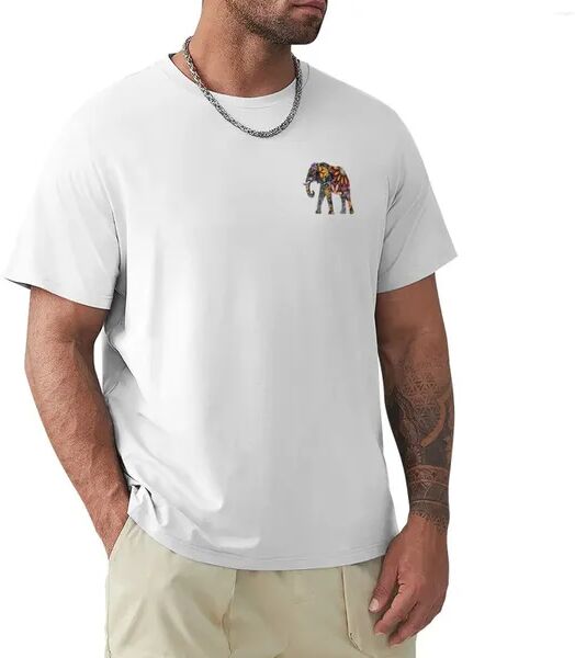 Men&#039;s Polos Colourful Elephant Art T-shirt Anime Clothes Edition Short Sleeve Tee T Shirts For Men Pack