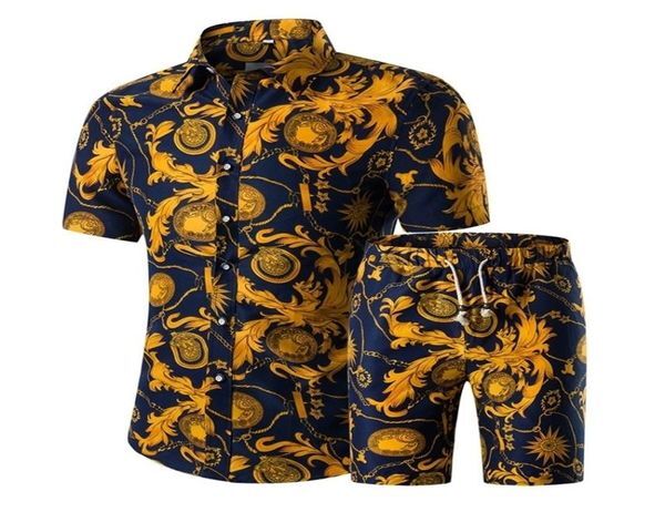 Men Jogger Sets Pattern Summer New Casual Mens Floral Hawaii Tracksuit Beach Shirts Shorts Two Pieces Sports Suits Slim Fit LJ20117137505