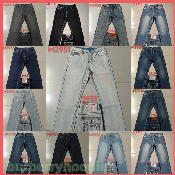 Mens Jeans Man Pants Designer Black Skinny Stickers Light Wash Ripped Motorcycle Rock Revival Joggers True Religions Men M2910