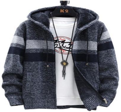 5 Colors Mens Sweaters Winter Cardigan Sweater Coats Thick Hooded Men Striped Clothes Plus Velvet8576589