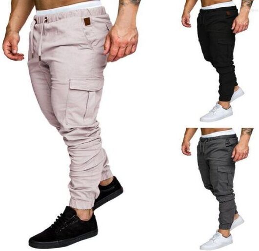 Men039s Pants Mens Casual Fitness Bodybuilding Pocket Length Sports Leggings Harem Tooling Trousers Pentalon Homme7944250