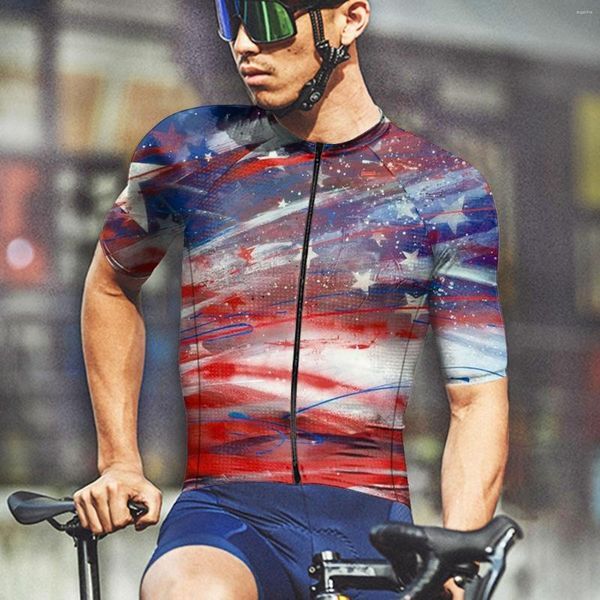 Men&#039;s T Shirts Men V Neck Pack Shirt Summer Mens Leisure Sports Cycling Clothes Fashion 3D Independence Day Short Sleeved Round