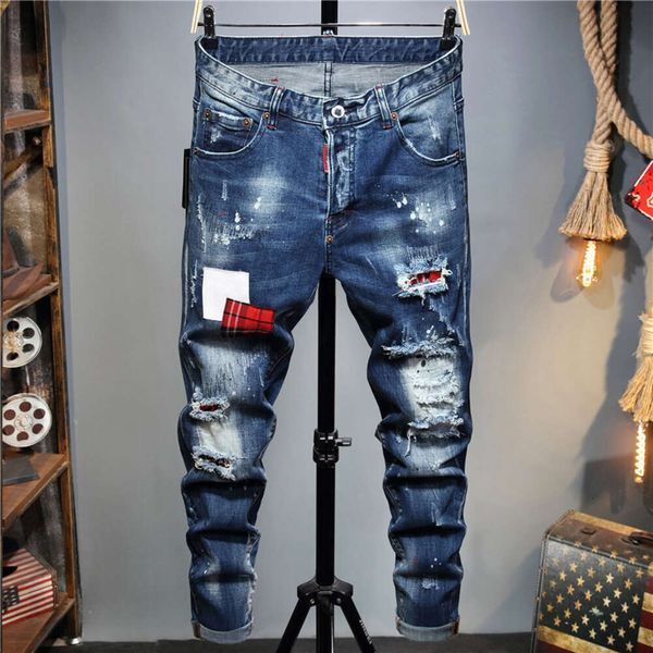 Men&#039;s Jeans Mens Jeans Man Pants Designer Black Skinny Stickers Light Wash Ripped Motorcycle Rock Revival Joggers True Religions Men