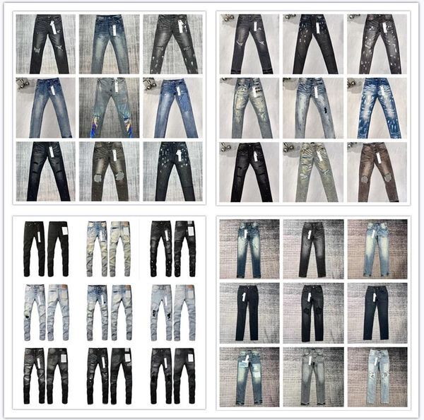 2024 Mens Jeans Designer Jean Fashion Black Ripped Biker Slim Fit Bikers Denim For Mens Pant Stacked Jeans