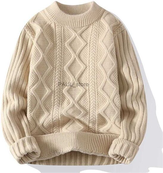 Men&#039;s Sweaters Men White O-Collar Sweaters Clothes Winter Vintage Sweater Men Coats Solid Striped Pullover Mens Turtleneck Autumn New S-3XLL231122