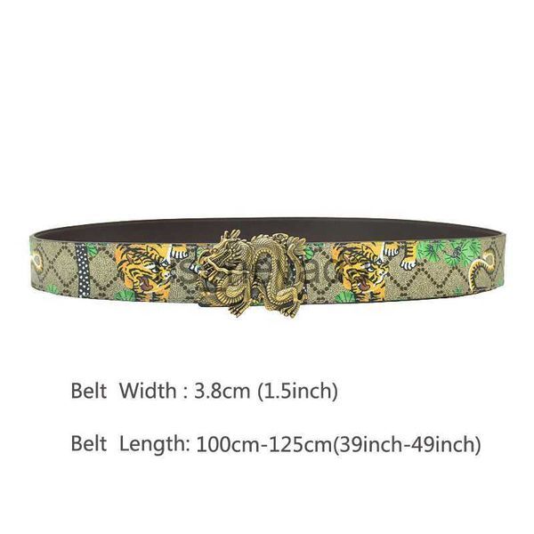 Other Fashion Accessories Match Jeans Pants Men&#039;s Leather Belt Printed Green Tiger Pattern Strap Dragon Tiger Buckle Strap J230613
