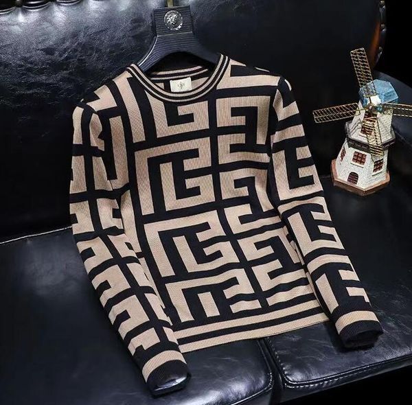 Men&#039;s Sweaters Brand Graphic Autumn Long Sleeve Clothes Plus Size Homme Korean Style Fashion Black Striped Tops