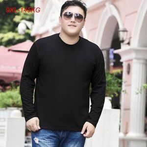 Men&#039;s T-Shirts Plus Size 145KG Spring Autumn Solid Long-sleeved Cotton T-shirt Men Bust 146cm 6XL 7XL 8XL 9XL Loose Casual Black MenMen&#039;s Bl