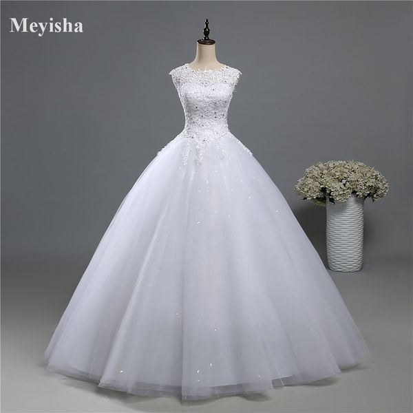 Ball Gown Real Images Lace Tulle Wedding Dresses Dresses Bridal Dress Plus Size Shine Skirt Crystal Beads