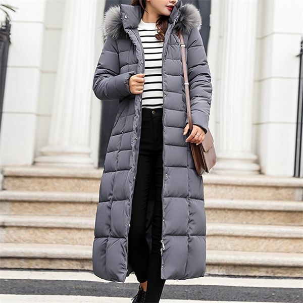 New Parkas Coat Women Winter Jacket Cotton Padded Warm Maxi Puffer Ladies Slim Long Coats Parka Femme Down Jacket 201217