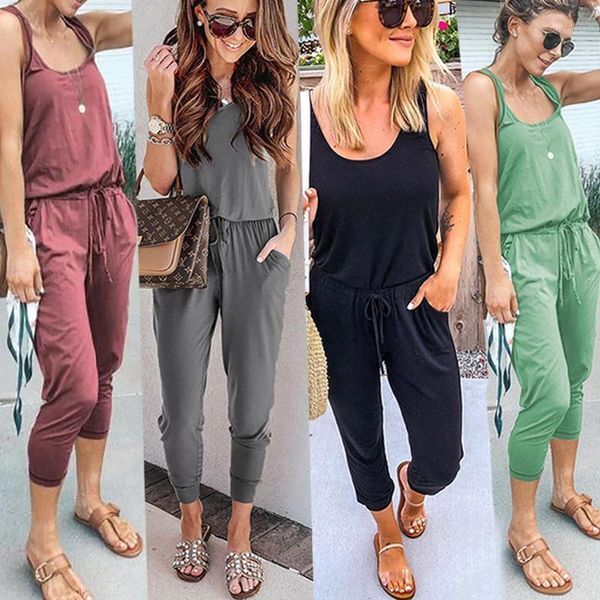 Jumpsuit Women Summer 2021 Fashion Strap Lace-up Women&#039;s Siamese Trousers Playsuit Drop ONY101166 Jumpsuits & Rompers