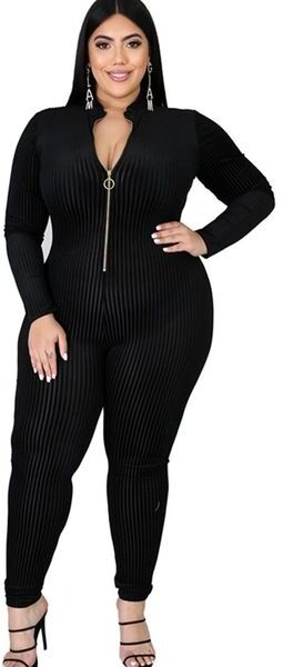 Fall Clothes for Women Long Sleeve Jumpsuit High Waist Sexy Black Jumpsuit Rompers Plus Size Jumpsuit Wholesale Dropshipping 210317