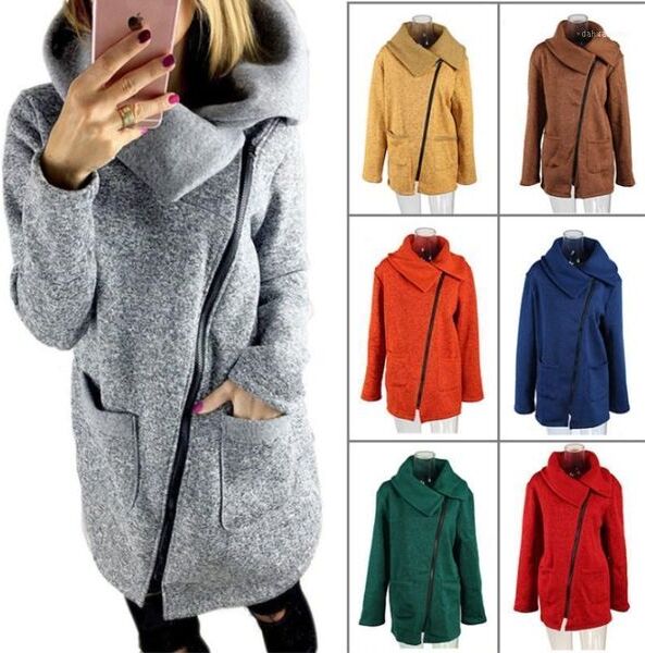 Women&#039;s Jackets Women Autumn Winter Clothes Warm Fleece Jacket Slant Zipper Collared Coat Lady Clothing Female Plus Size1