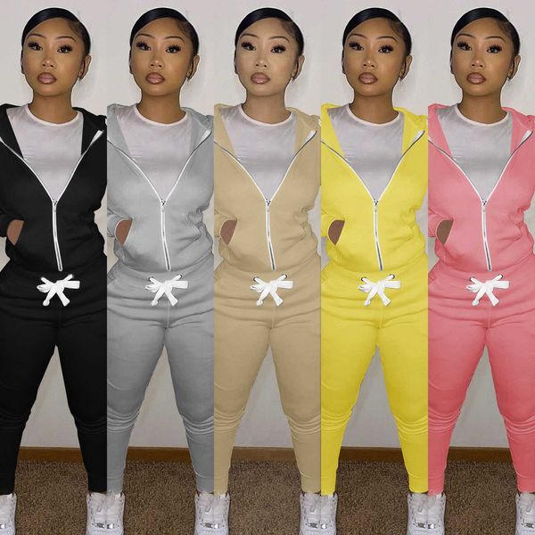 Tracksuits Designers Women sports tracksuits Clothes 2023 autumn and winter women&#039;s cotton sweater tight twopiece hooded suit womens sets