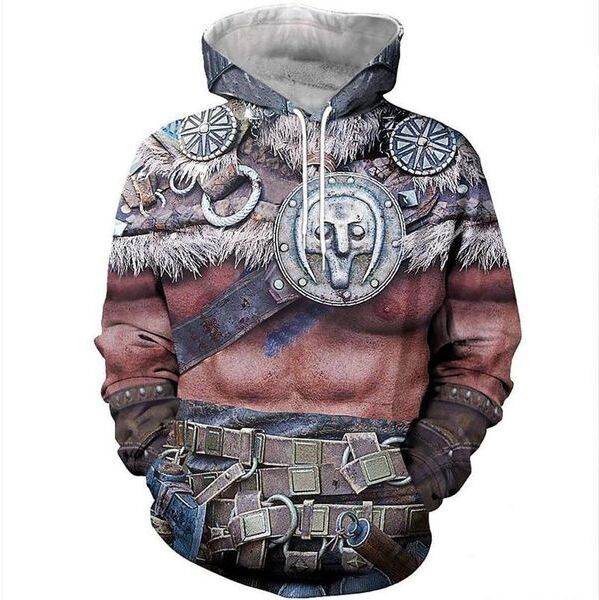 Men&#039;s Hoodies & Sweatshirts Autumn Fashion Zipper Pullover 3D Printing Viking Warrior Cosplay Outfit And Women&#039;s Casual Street Sweatshirt/ho