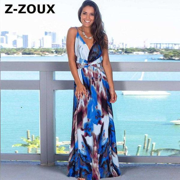 Woman Dresses V-Neck Sleeveless Sling Vintage Color Matching Plus Size Flower Beach Sexy 210524