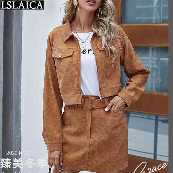Fall Clothes for Women Solid Color Fashion Half Length Skirt with Short Top Suit Office Lady Women&#039;s Wild Two-piece 210520