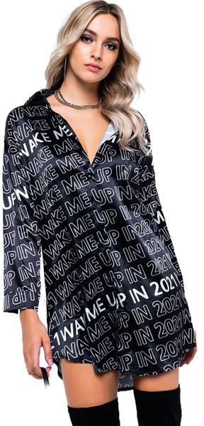 Summer Blouses temperament commuter single row cardigan printed long sleeve commuter professional Lapel short sleeve letter black and white shirt