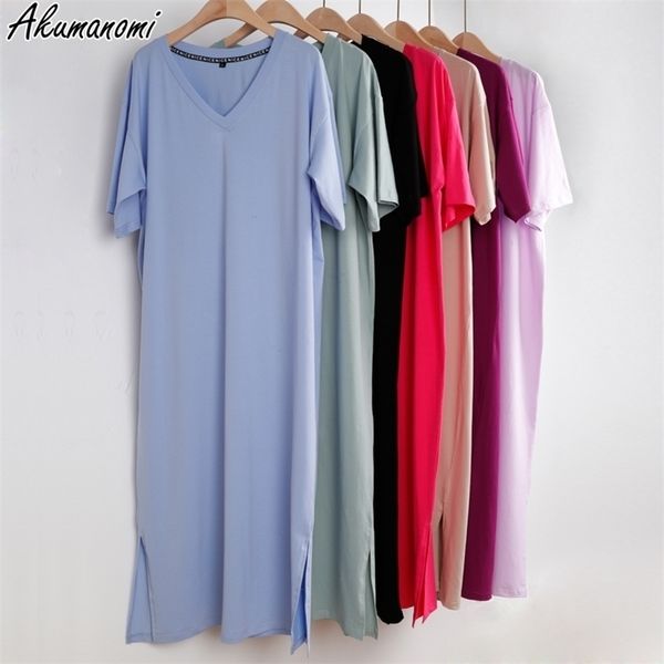 Oversized V Neck Plus Size Women Maxi Dress 4xl 5xl 6xl 7xl 8xl 9xl 10xl Summer Casual Loose Long Korean Harajuku Boho Dresses 210323