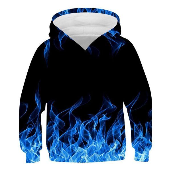 Men&#039;s Hoodies & Sweatshirts Selling Flame 3D Printing Oversized Round Neck Polyester Hoodie Casual Trend Handsome Youth XXS-6XL