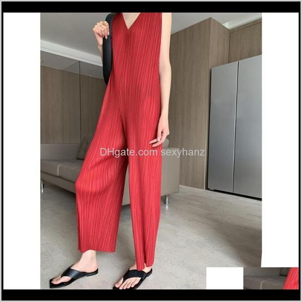 Jumpsuits Womens Apparel Drop Delivery Tianpei Rompers Summer 2021 Fall Clothing Korean Fashion For Matte Fashionable Pleated Jumpsuit Body W