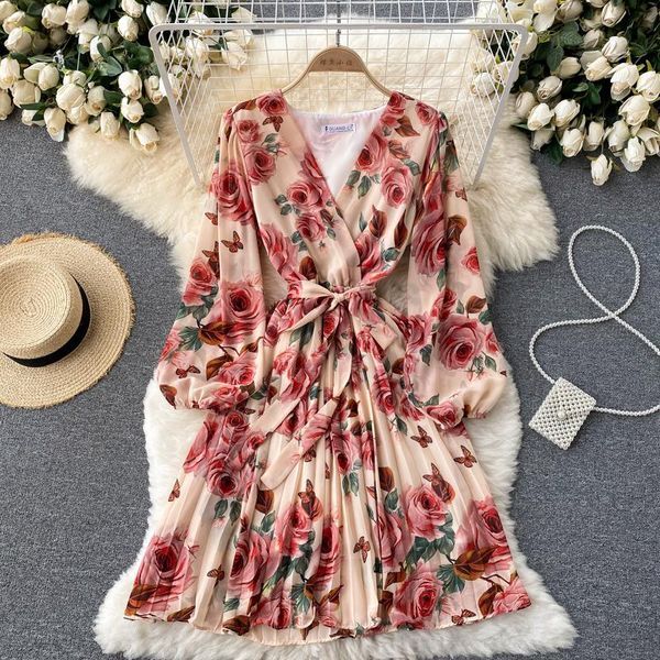 Maternity Dresses Women Long Sleeve Dress 2021 Fashion V-neck Printed Elastic Casual Mother Winter Robe Pleated Vestido