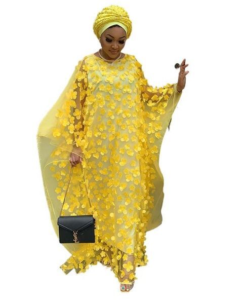 African Dresses For Women 2021 Plus Size Dress Dashiki Fashion Loose Embroidery Long Clothes No Headscarf Ethnic Clothing