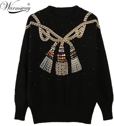 Winter Christmas Runway Women Pullovers Sweaters Luxury Beading Vintage Ladies Knitted Jumper Clothes C-024 210522