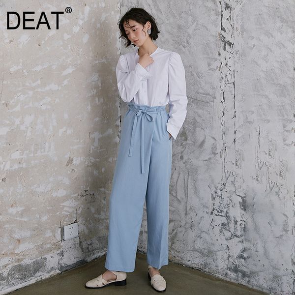 summer fashion women clothes high waist full length straight fold drawstring pants female trousers WP67400 210421