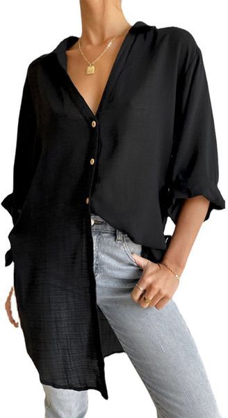 Women Button Down Shirts Linen Cotton Long Sleeve Blouses Tunic Tops Cover Up Shirt Loose Beach Bikini Dress