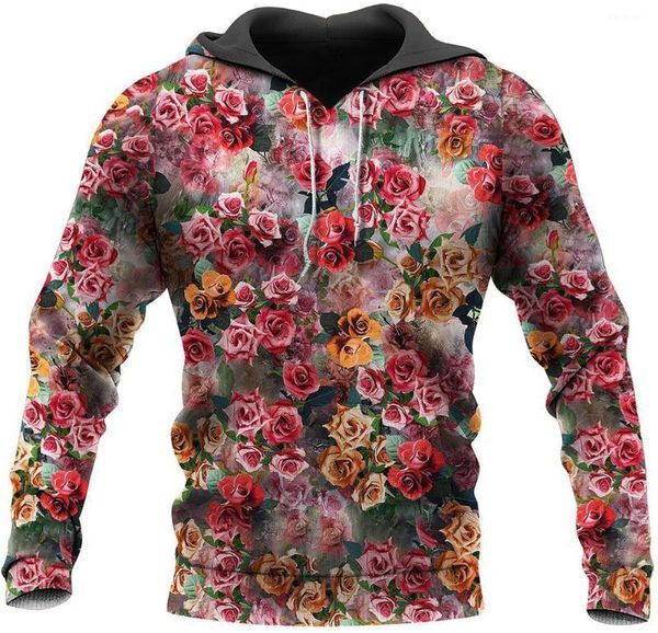 Men&#039;s Hoodies & Sweatshirts Style Top With Long Beautiful Flower Pattern 3D Printing Harajuku Casual Zipper Hoodie Unisex Comfortable Sweats